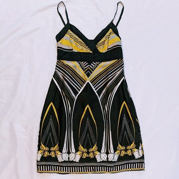 Ted Baker Y2K Style Dress Black and Gold 100% Silk Size 3 (US 8) - Picture 3 of 5